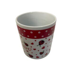 Ladybug  Heart "I Love You" Ceramic Coffee Mug 11 Oz Red & White